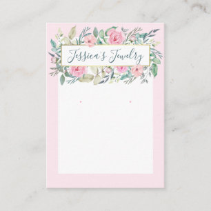 Pink Rose Floral Necklace & Earring Display Business Card