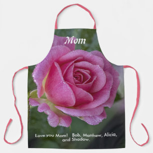 Pink Rose -Floral Photography - Mothers Day - Text Apron