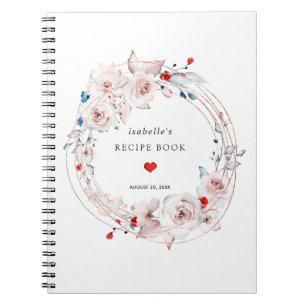 Pink Rose Floral Recipe Book