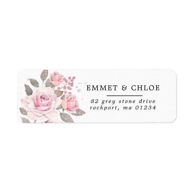 Pink Rose Floral  Return Address Label (Front)