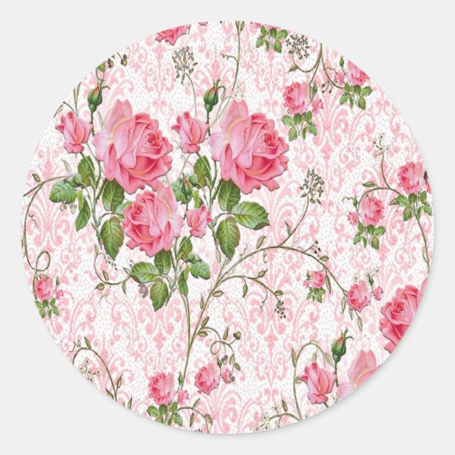 Pink Rose Floral Sticker (Front)