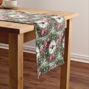 Pink Rose Floral Table Runner