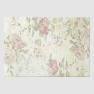 Pink Rose Floral Vintage Antique Decoupage Tissue Paper
