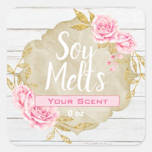 Pink Rose Floral Vintage Soy Wax Melt Labels