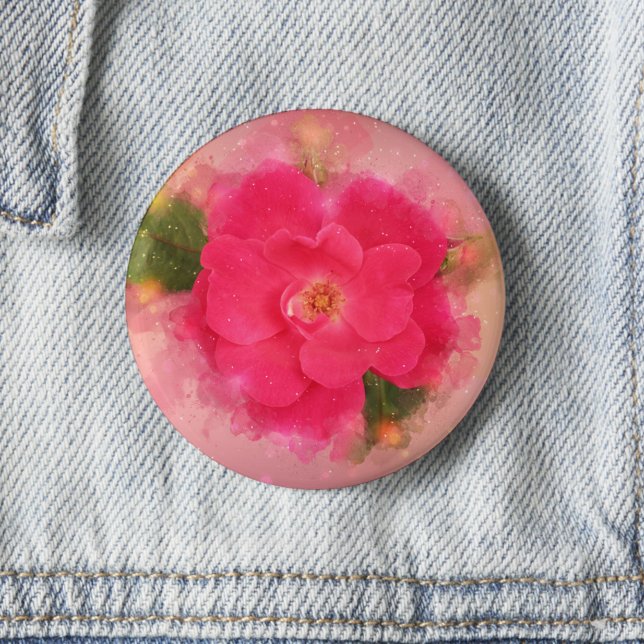 Pink Rose  Floral Watercolor 6 Cm Round Badge (Creator Uploaded)