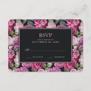 Pink Rose Floral Watercolor - Wedding RSVP Card