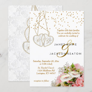 Pink Rose Floral Wedding Invitation