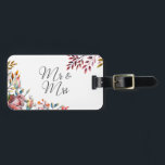 Pink Rose Floral Wedding Mr & Mrs Travel Bag Tag<br><div class="desc">Pink Rose Floral Wedding Mr & Mrs Travel Bag Tag. Creative floral,  leaves and textures details with script fonts give the travel bag tag a unique look. Please have a look on coordinating designs of this wedding suite collection.</div>
