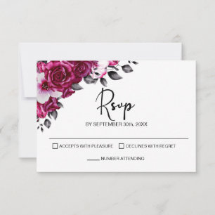 Pink Rose Floral Wedding RSVP Card