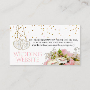 Pink Rose Floral Wedding - Wedding Website Enclosure Card