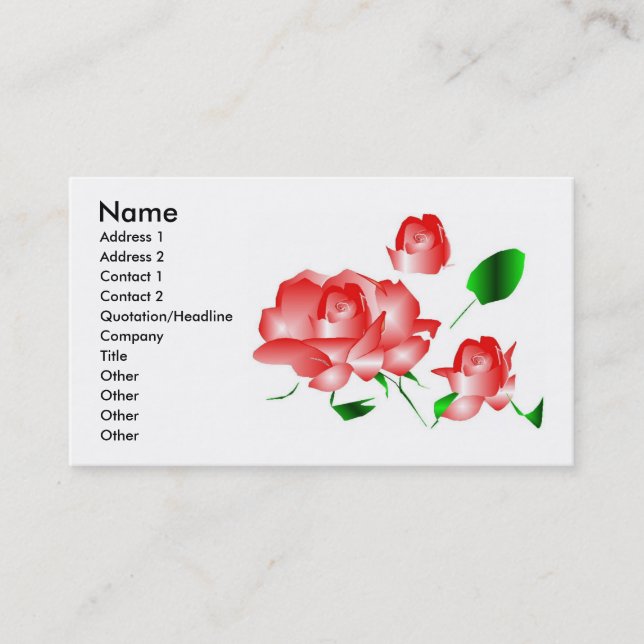 "Pink Rose Florist III" Profile Card (Front)