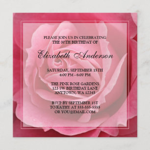 Pink Rose Flower 80th Birthday Party Invitation