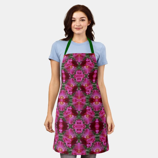 Pink Rose Flower Abstract Pattern            Apron (Worn)