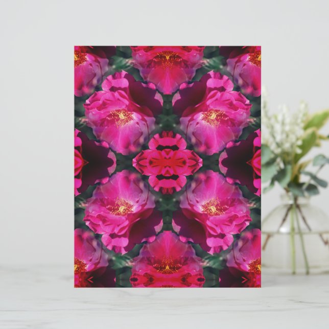 Pink Rose Flower Abstract Scrapbook Paper (Standing Front)