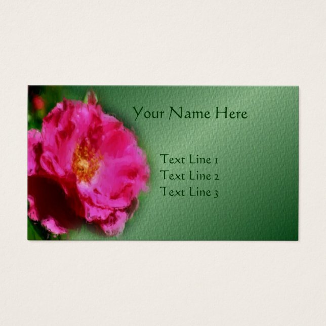 Pink Rose Flower Art Business Card (Front)