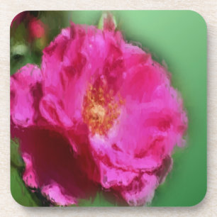 Pink Rose Flower Art Nature Coaster Set