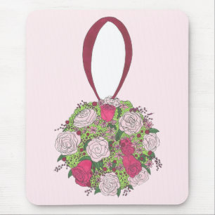 Pink Rose Flower Bridal Bouquet Wedding Shower Mouse Mat