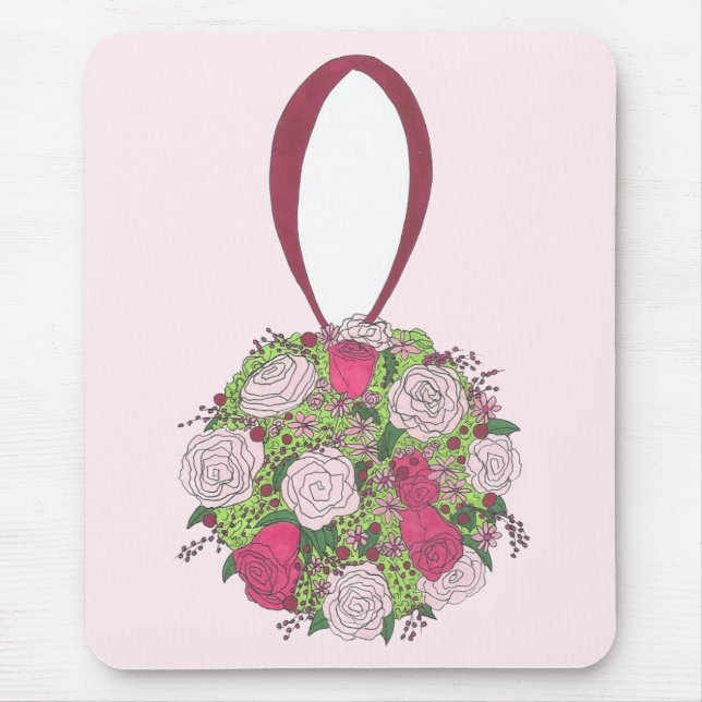 Pink Rose Flower Bridal Bouquet Wedding Shower Mouse Mat (Front)