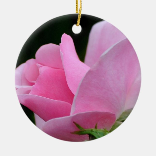 Pink Rose Flower Ceramic Tree Decoration (Front)