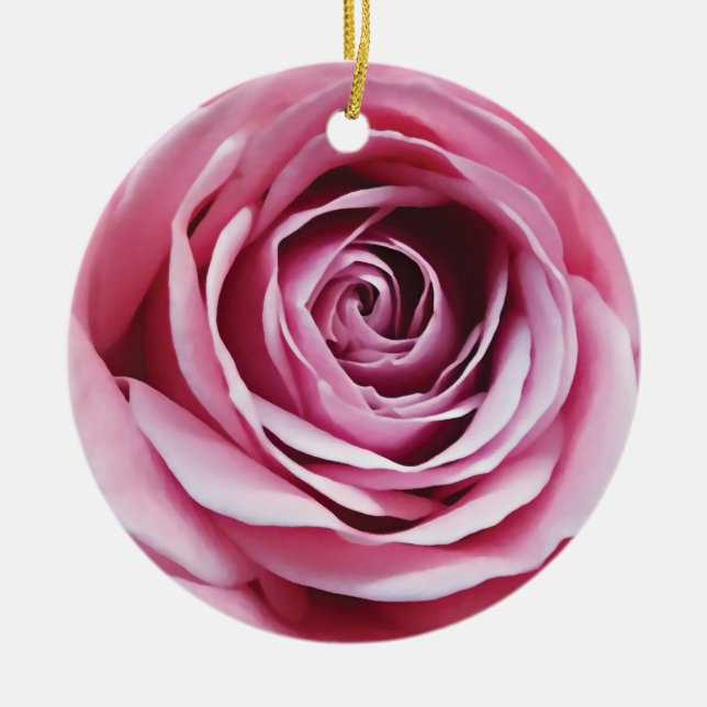 Pink rose flower ceramic tree decoration (Front)