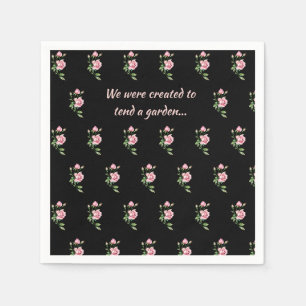 Pink Rose Flower Christian Quote Saying Garden Napkin