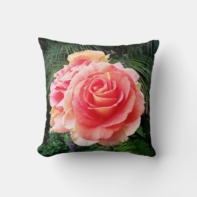 Pink rose flower close-up photo bold modern simple cushion (Front)