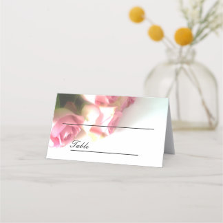 Pink rose flower custom wedding table place cards