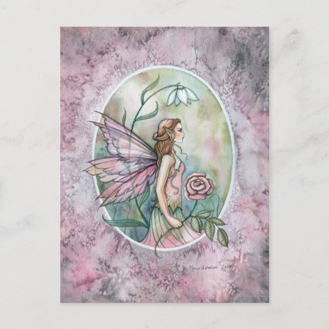 Pink Rose Flower Fairy by Molly Harrison Postcard (Front)