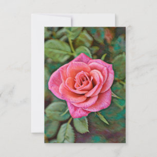Pink Rose Flower Flat Birthday Card