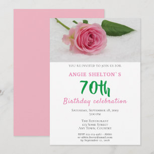 Pink Rose Flower Floral 70th Birthday Party Invitation