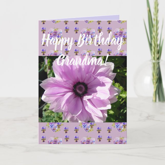 Pink Rose Flower Floral Birthday Grandma art Card (Front)