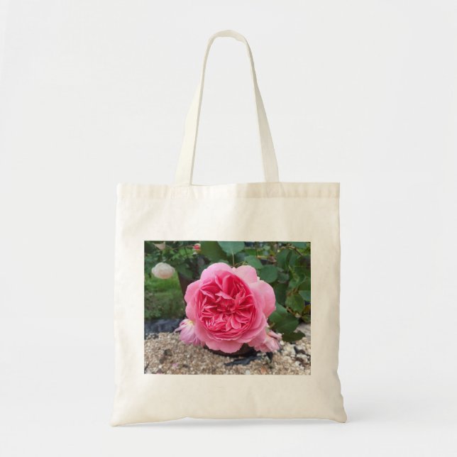 Pink Rose Flower Floral Botanical Canvas Tote Bag (Front)