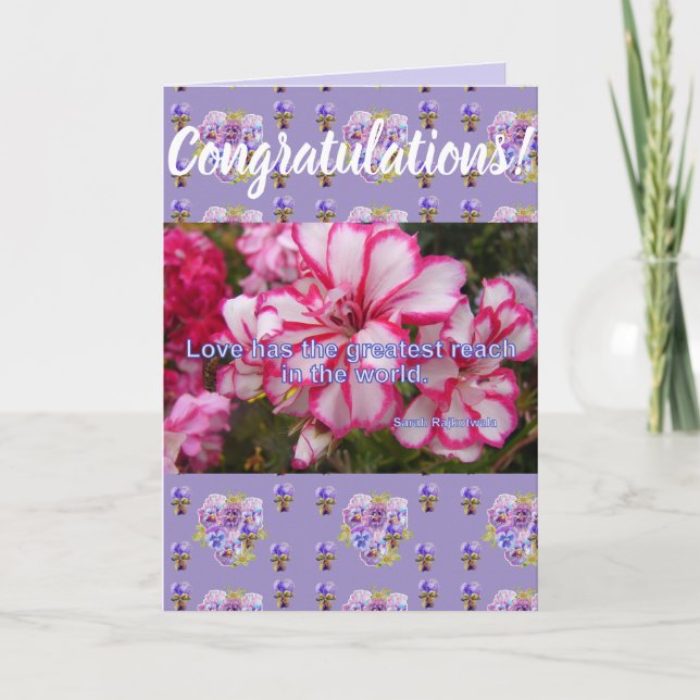 Pink Rose Flower Floral Conrgatulations art Card (Front)