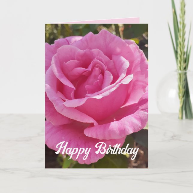 Pink Rose Flower Floral Roses Card (Front)