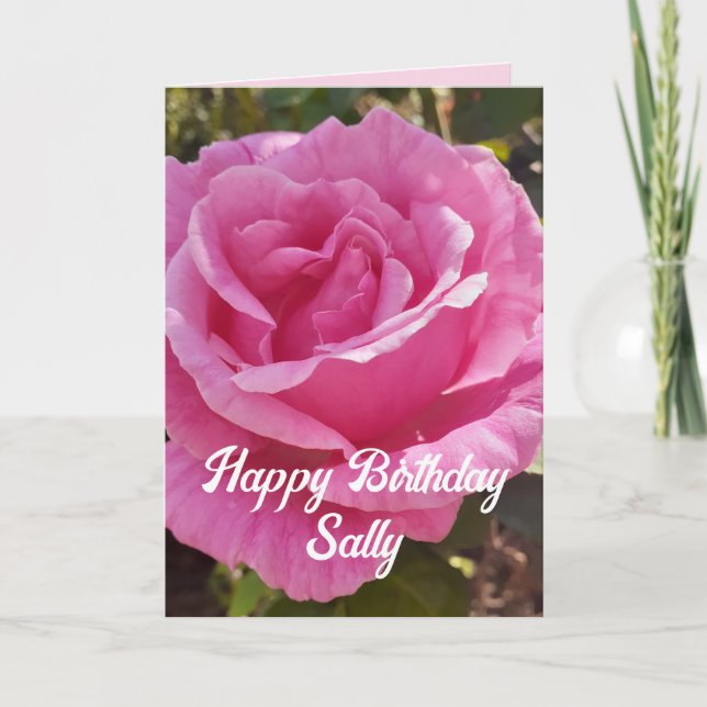 Pink Rose Flower Floral Roses Card Customizable (Front)