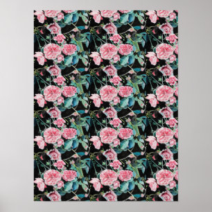 Pink Rose flower flowers Shabby Chic Poster