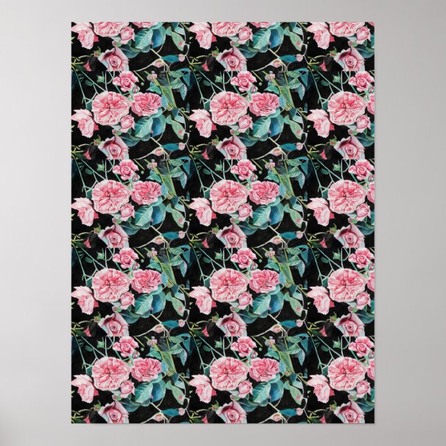 Pink Rose flower flowers Shabby Chic Poster (Front)