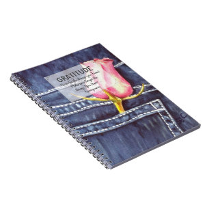 Pink Rose Flower Gratitude Notebook