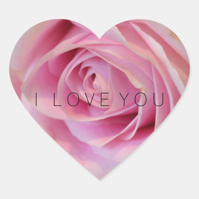 Pink Rose Flower   Heart Sticker (Front)
