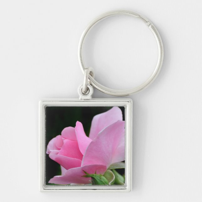 Pink Rose Flower Key Ring (Front)