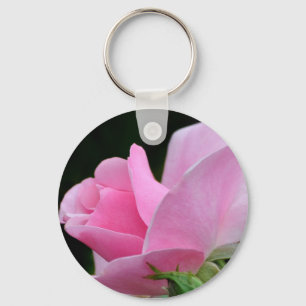 Pink Rose Flower Key Ring