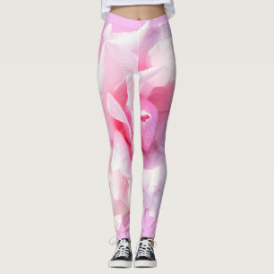 Pink rose flower leggings