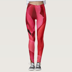 Pink rose flower leggings