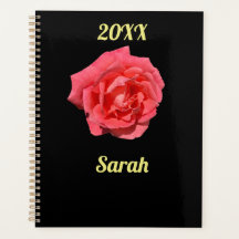 Pink Rose Flower On Black Minimalist Custom