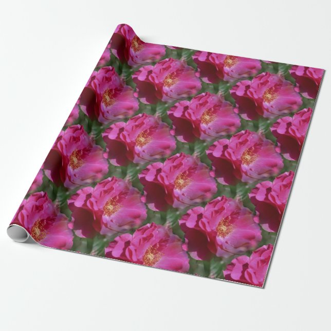 Pink Rose Flower Pattern Nature    Wrapping Paper (Unrolled)