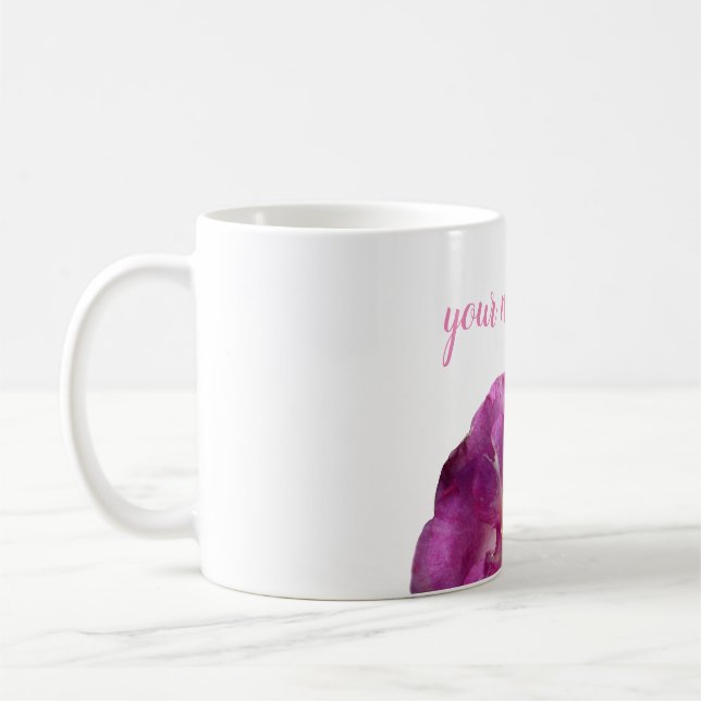 Pink Rose Flower, Personalized Classic Mug (Left)