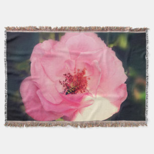 Pink Rose Flower Photo  Floral Throw  Blanket