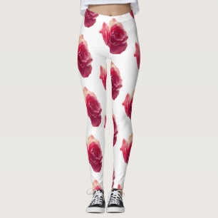 Pink Rose, Flower Photo Pattern Leggings