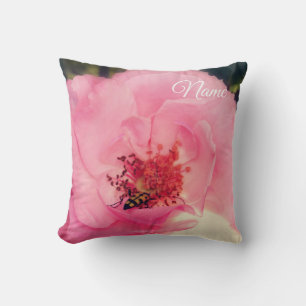 Pink Rose Flower Photo Perconalized Cusion Cushion