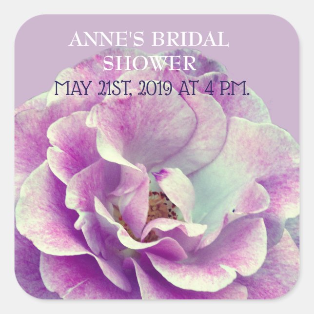 Pink Rose Flower Photo Sticker Bridal Shower (Front)